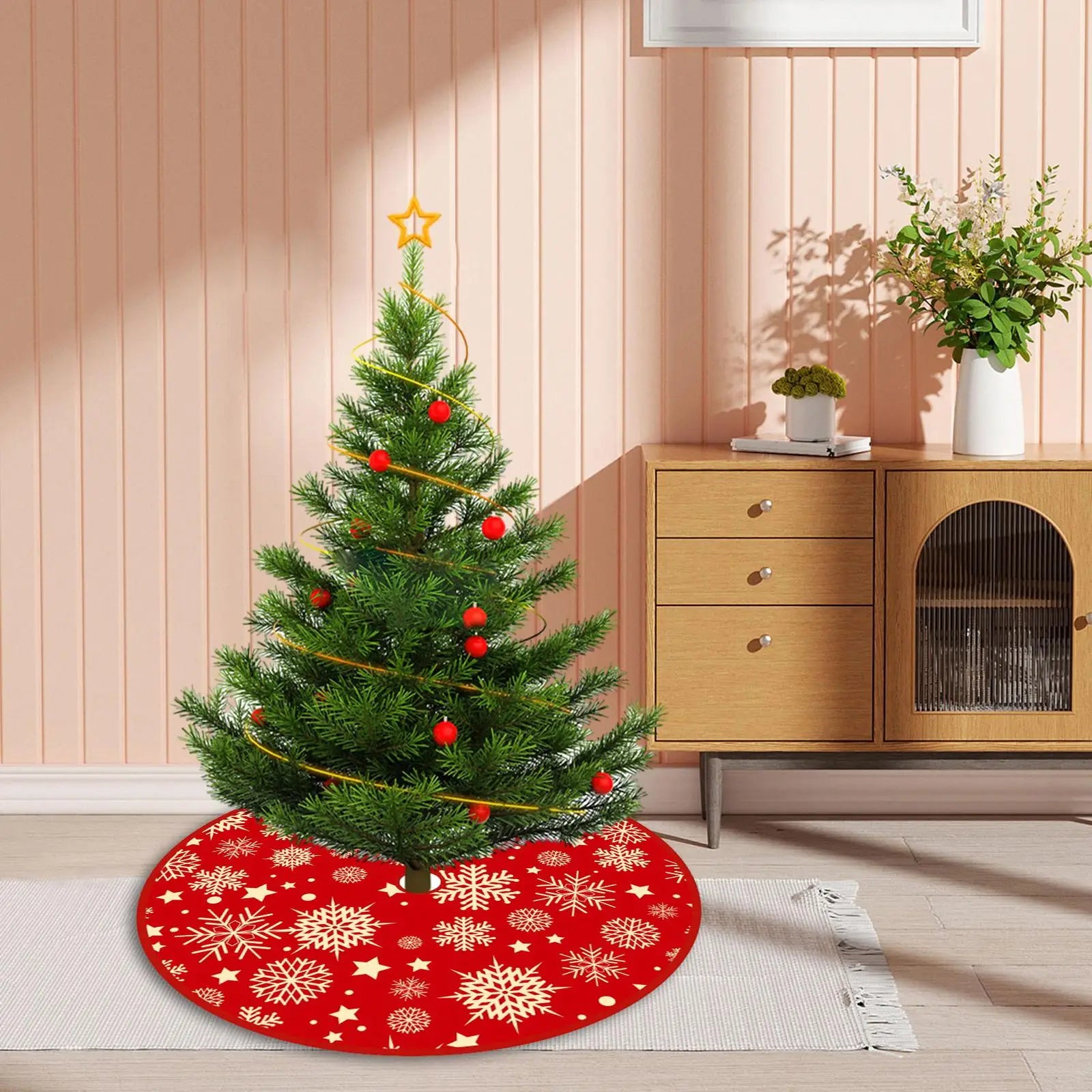 Christmas Tree Skirt Base Cover Warm Round Apron Holiday Zpaxo Style C