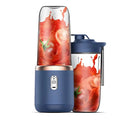 Portable USB Personal Mini Juicer Cup Handheld Travel Blender Single Double Cups for Water Bottles Zpaxo 2cups-Blue