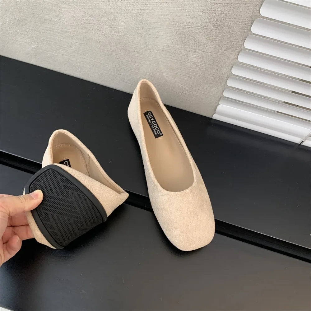 Women Flats Slip Flat Shoes Candy Woman Boat Black Loafers Faux Suede