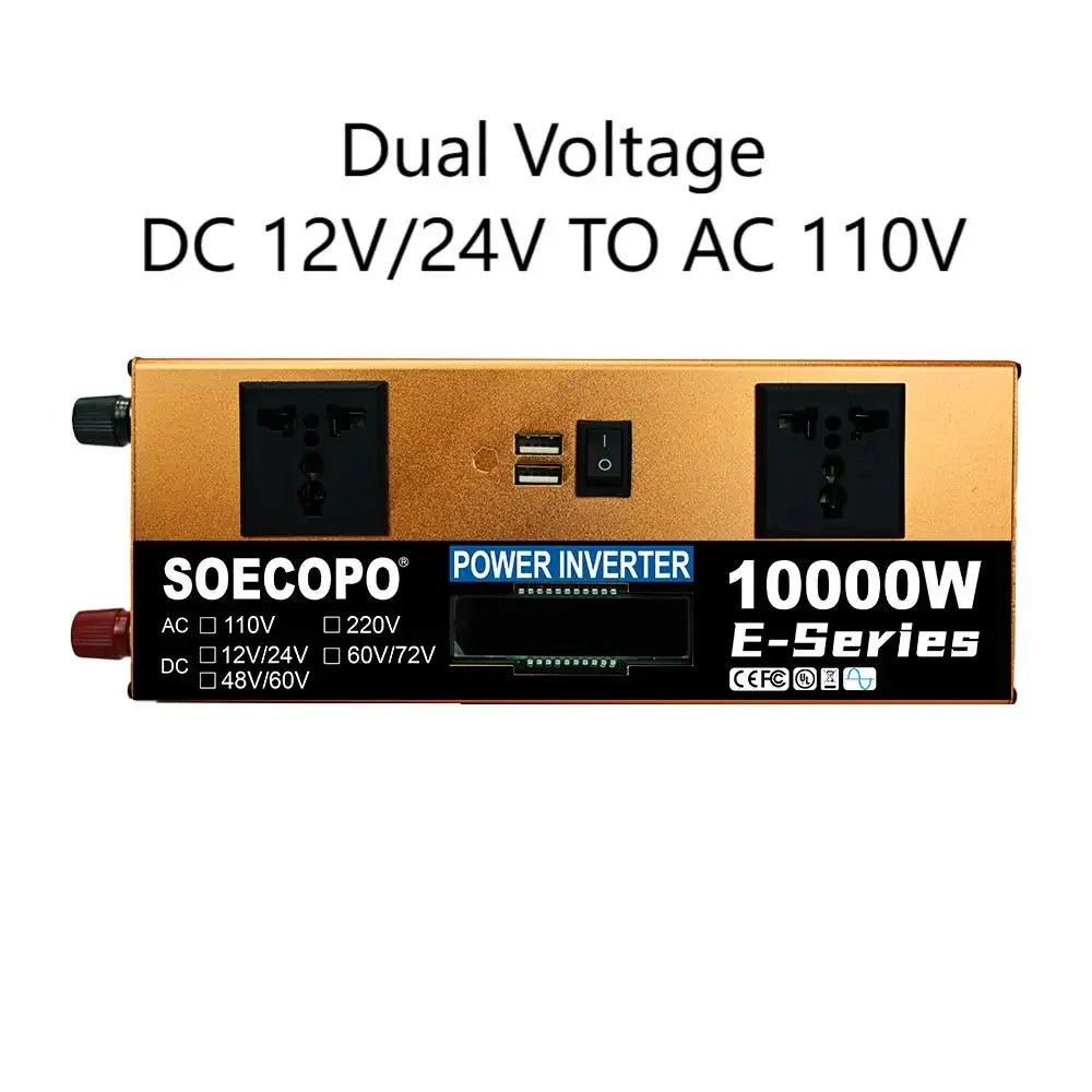 10000W Solar System Complete Kit Dual12V/24V To 110V/220V Inverter 100A Controller 200W Panel Off-Grid for Home/Camping Backup Zpaxo only Inverter 110V