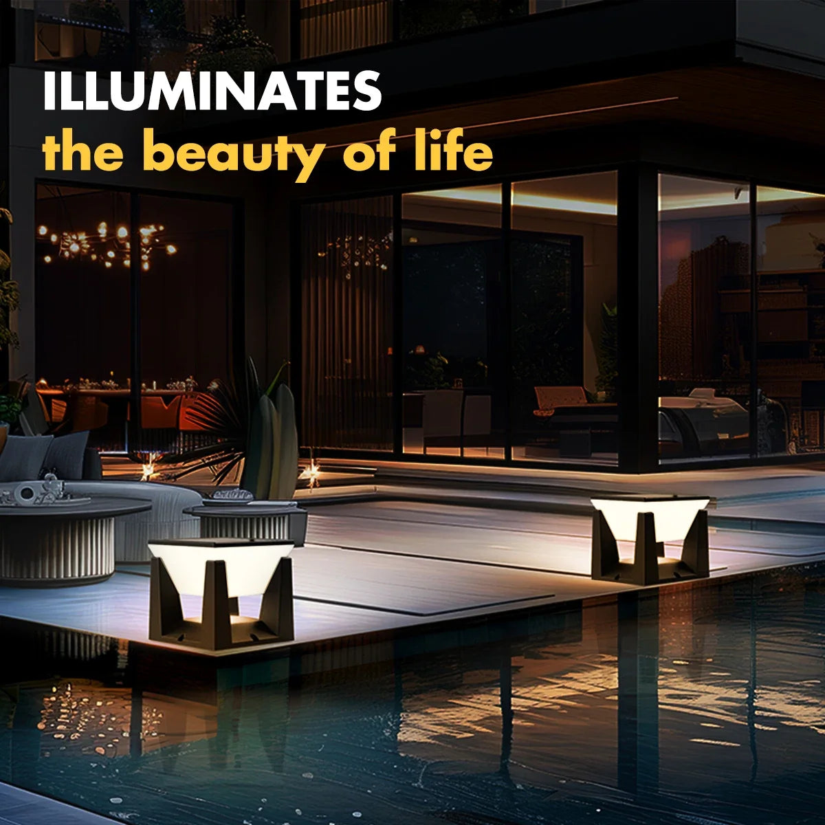 Outdoor Solar Post LED Lights Modern Waterproof Pillar Fencedeck Zpaxo