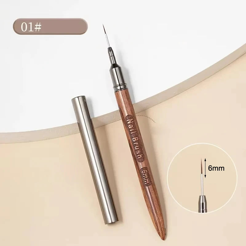 Nail Brush Wood Handle Gel Nail Art Liner DIY Painting Brush Drawing Lines Stripe Flower Painting Pen UV Gel Manicure Salon Tool Zpaxo Brown-6mm