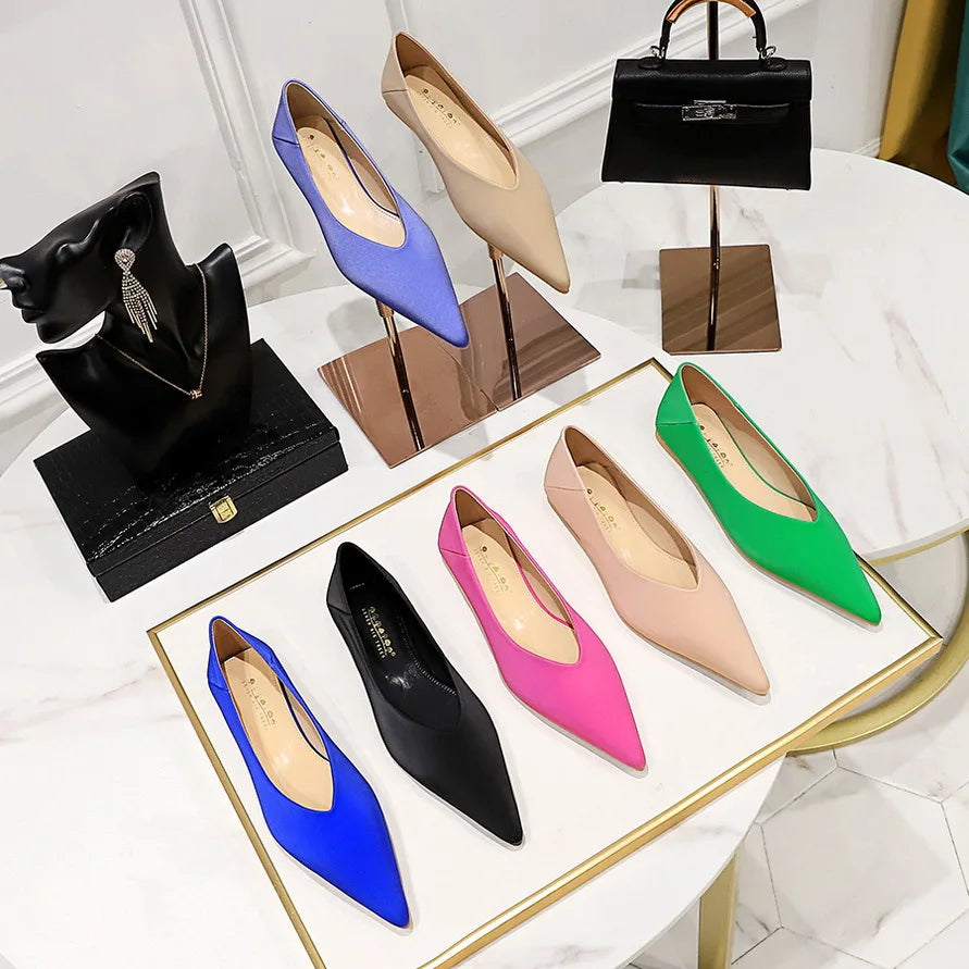 Flat Shoes for Women Spring and Autumn 2025 New Fashion Sweet Silk Shallow Mouth Pointed Toe Ladies Shoes Loafers Women Zpaxo