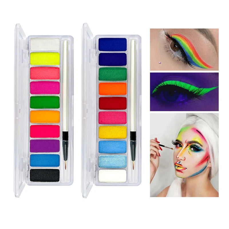 10 Colors UV Luminous Face Body Paint Palette Makeup Non-toxic Zpaxo