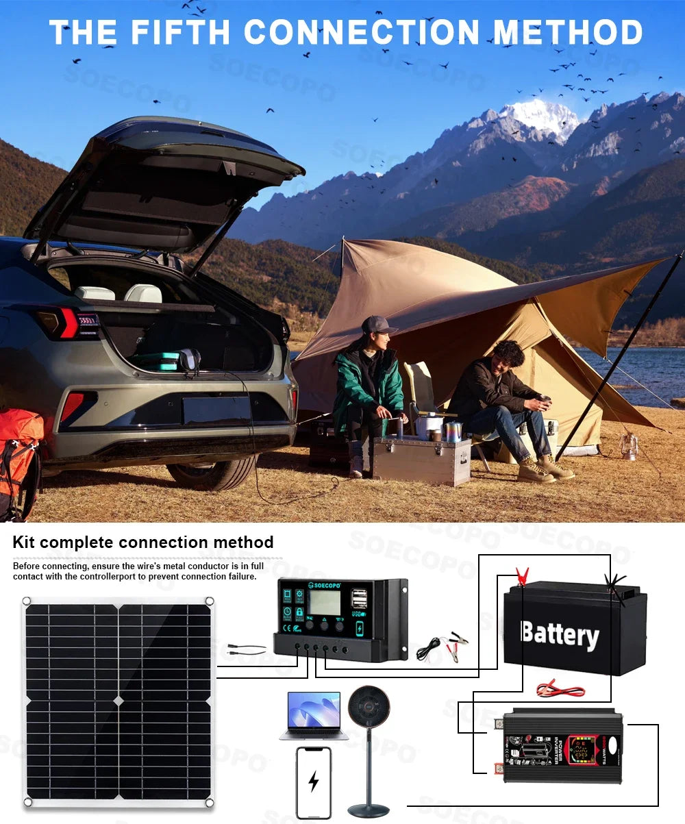 SOECOPO 6000W Solar System DC12V to AC110V 220V 100A MPPT Controller 300W Panel Inverter for Home RV Camping Power Backup CE FCC Zpaxo