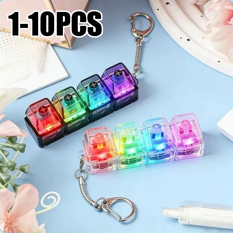 LED Light-up Keyboard Keychain Clickable Buttons Stress Relief Fidget