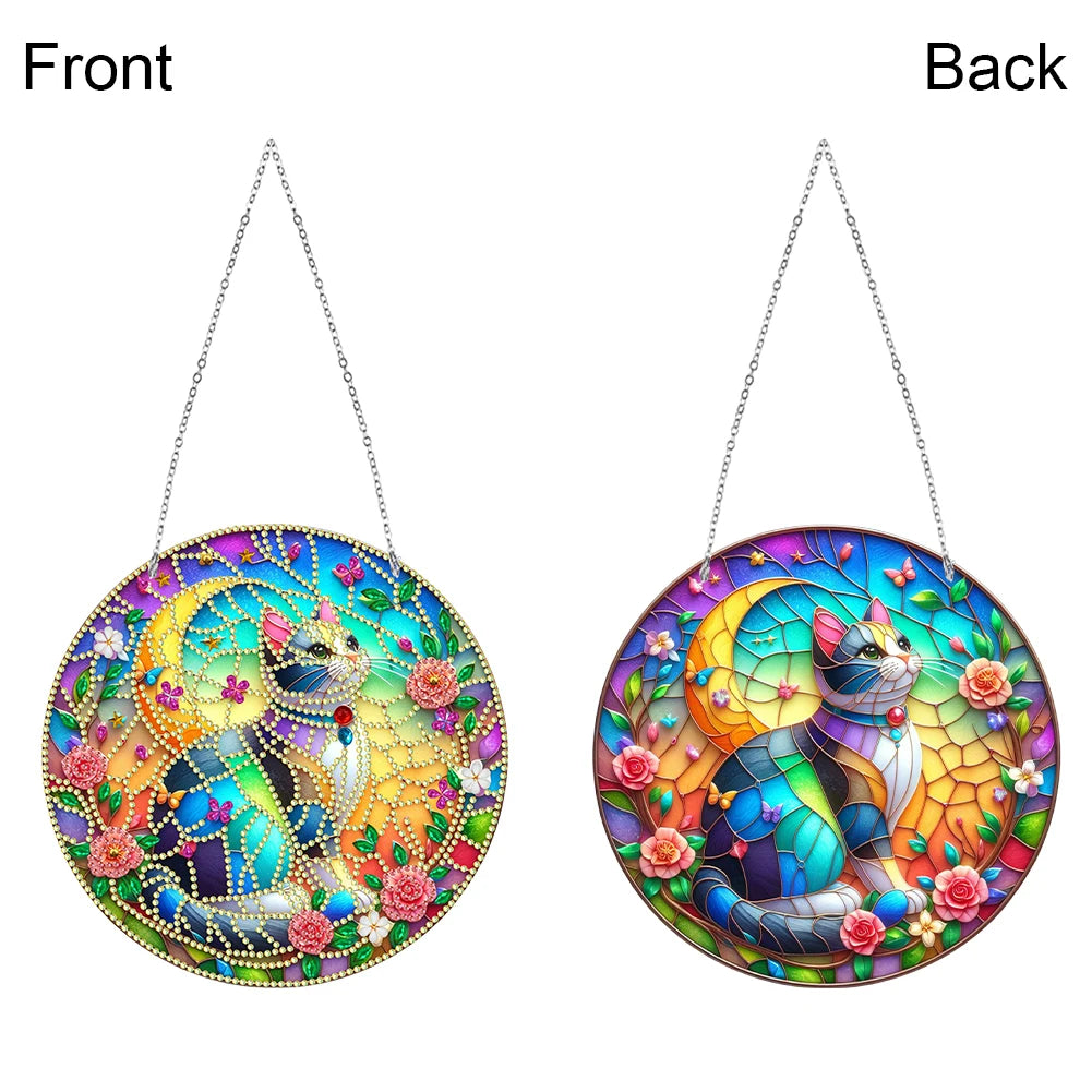 Sun Catcher Diamond Painting Hanging Pendant Butterfly Rhinestone Art Window Pendants Dragonfly Moose for Garden Window Decor Zpaxo