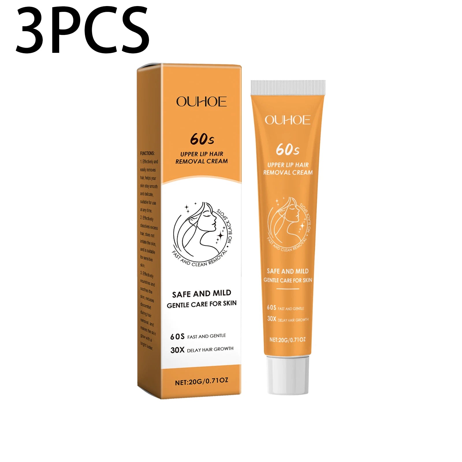 Hair Removal Creams Fast Gentle Removal Skin Care Whitening Clear Lip Hair Underarm Depilation Cream For Women Beauty Zpaxo 20g X 3boxed