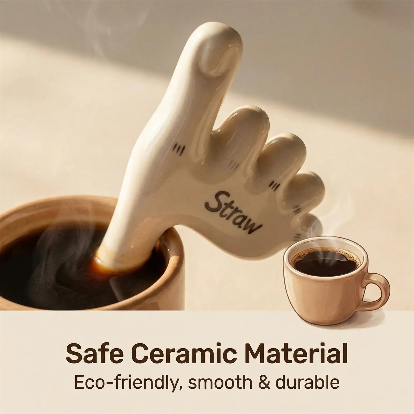 Foot Straw Handmade Toe Ceramic Reusable Drinkware Fishing Drinking