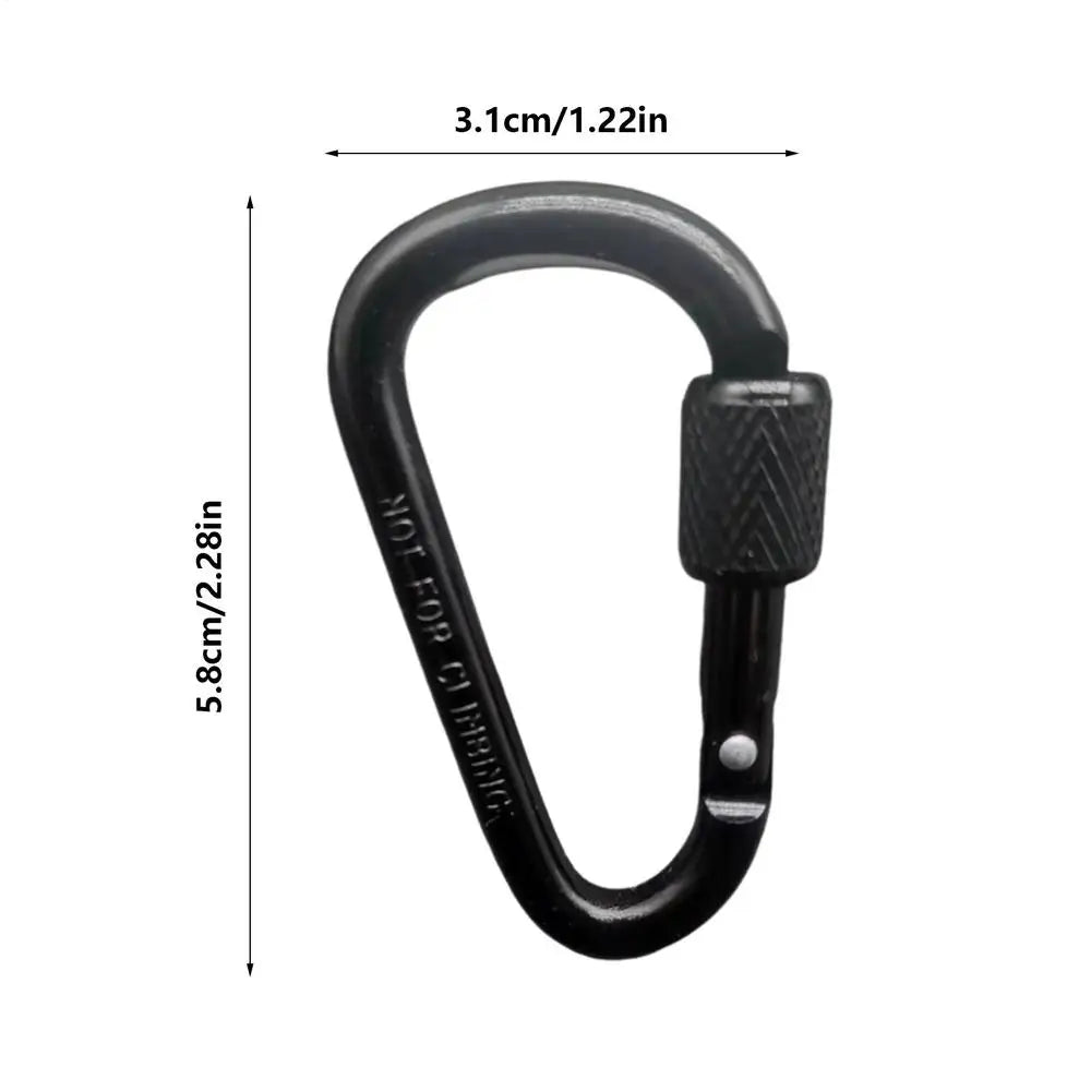 D-shape Carabiner Aluminium Alloy Sports Keychain Multi Colors with Lock D-shape Carabiner Camping Hiking Hook Outdoor Tool Zpaxo Black