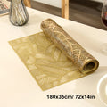 Hollow Leaves Table Runner 35x180 cm/ 14x73 Inch Waterproof Washable Gold Dining Table Runner for Wedding Banquet Party Decor Zpaxo Gold