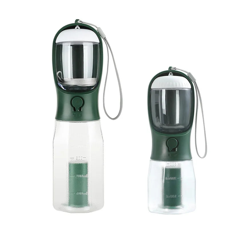 1 Dog Water Bottle Poop Bag Dispenser Portable Pet Feeder Cat Bowl Zpaxo darkgreen 600ML