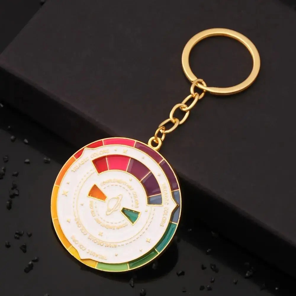 Color Wheel Color Wheel Keyring Rotatable Turntable Spinning Color Compass Keychain Metal Palette Rotable Color Palette Keychain Zpaxo