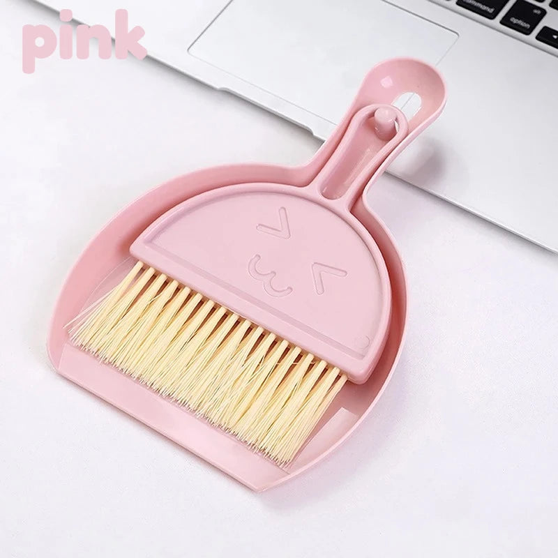 Multi-purpose Mini Desktop Cleaning Brush Dustpan Table Sweeper Zpaxo Pink