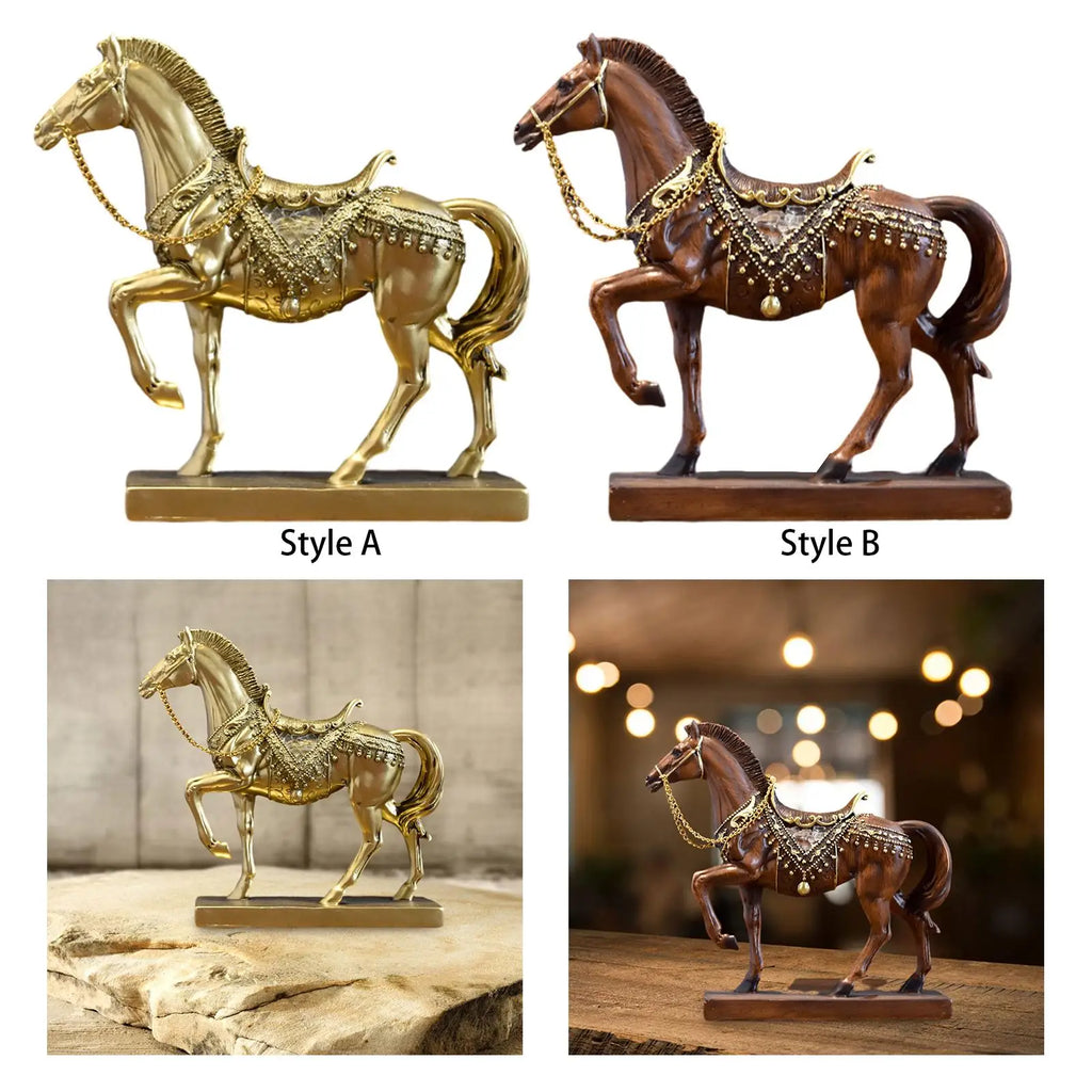 Resin Horse Figurine Sculpture | Desktop Home Décor Ornament Decorative Figurine Zpaxo