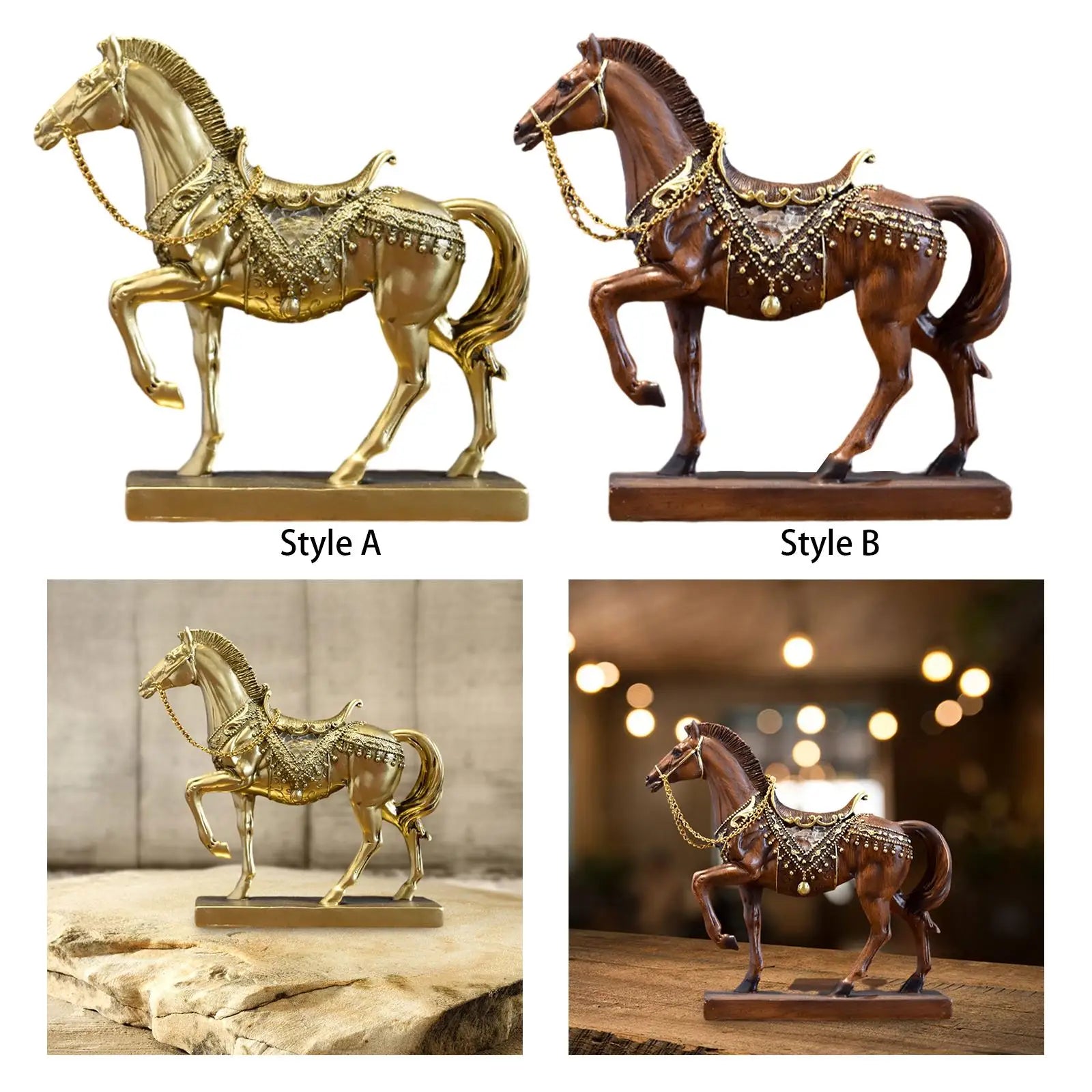 Resin Horse Figurine Sculpture | Desktop Home Décor Ornament Decorative Figurine Zpaxo