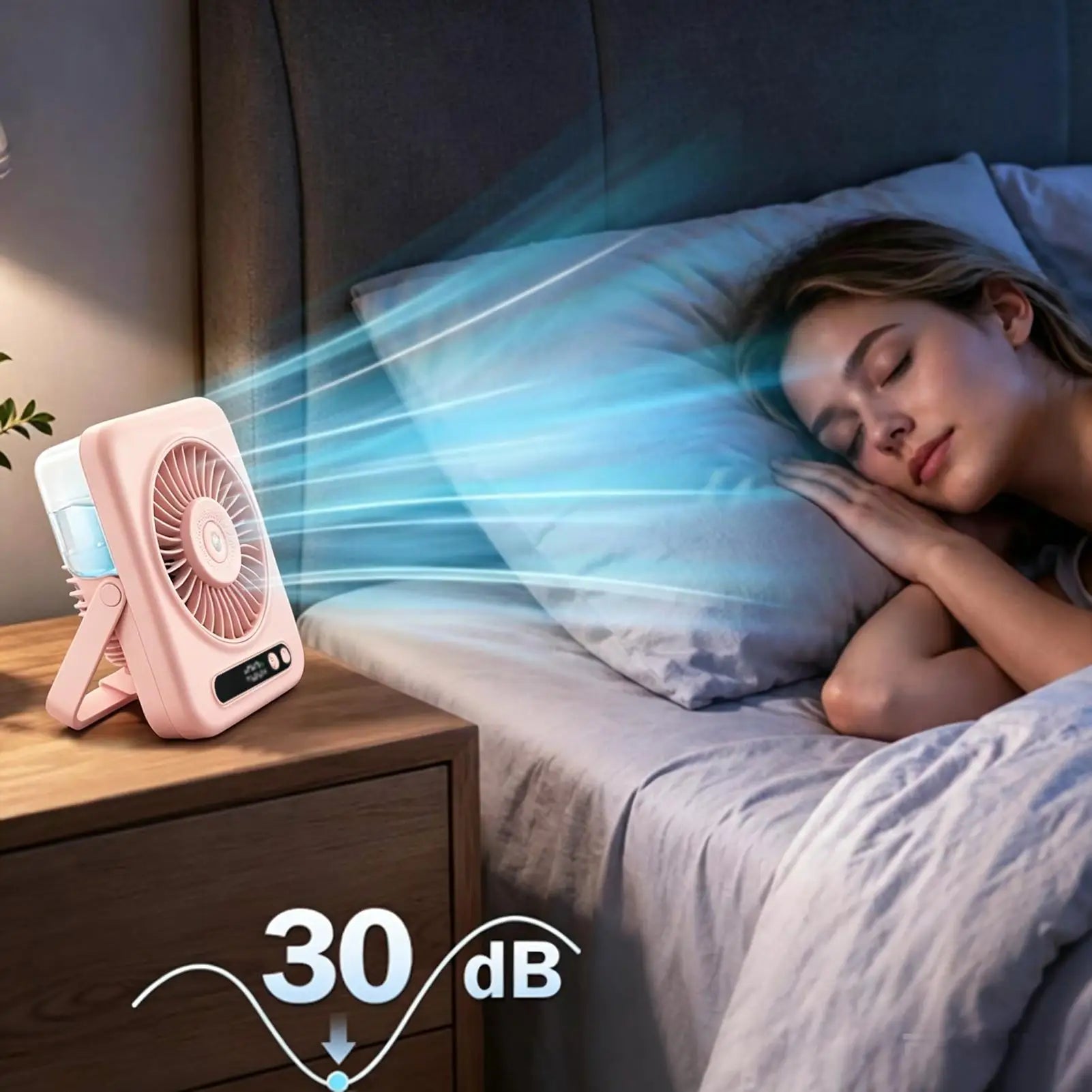 Portable Mist Fan 5-Speed USB Rechargeable Humidifier 120-Degree Adjustable Angle LED Display Water Spray Fan For Bedside Dorm Zpaxo