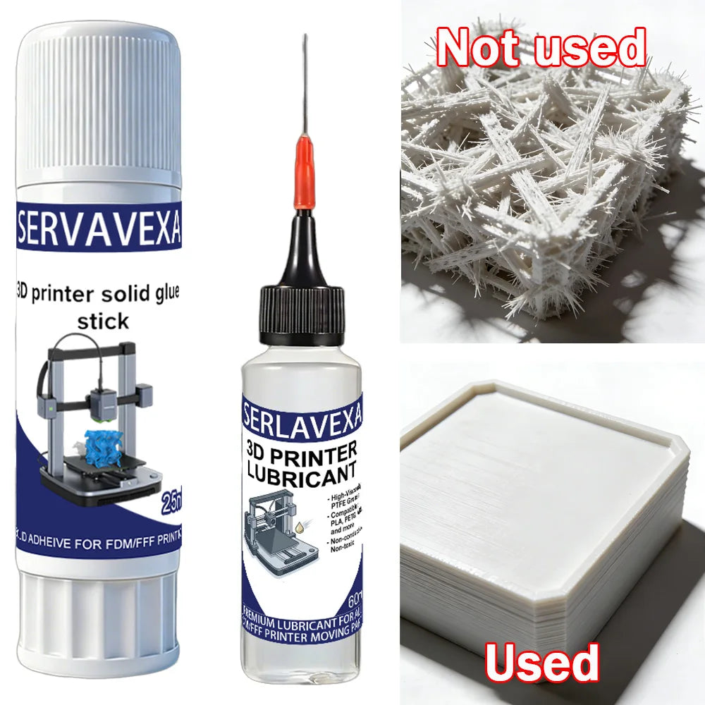 3D Printer Maintenance Kit: Washable Bed Adhesion Glue Stick & PTFE Lubricating Oil. Anti-Warp & Noise Reduction Accessories. Zpaxo