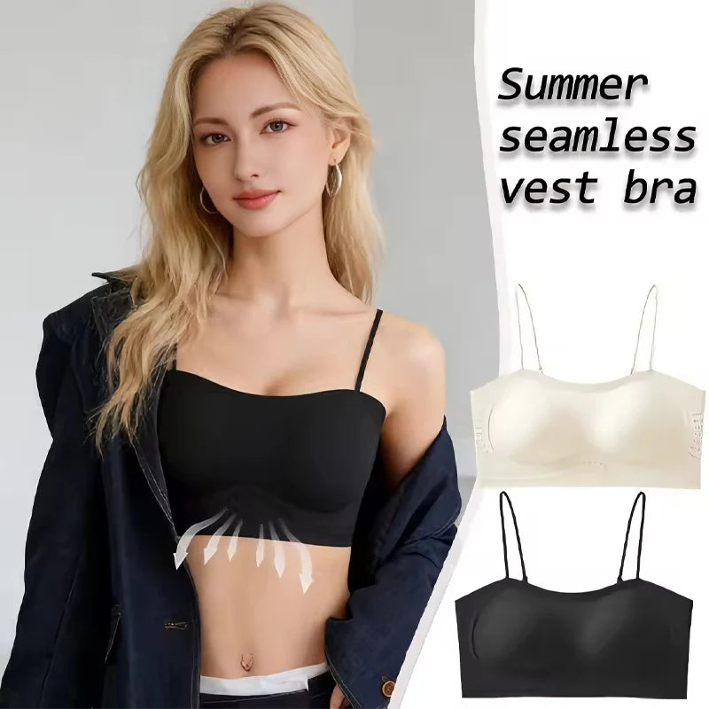 Women's Liquid Strap Bralette Summer Lightweight Backless Seamless