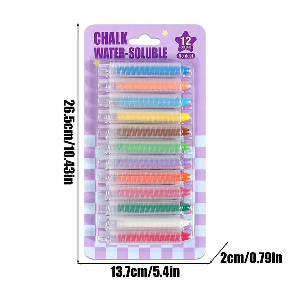 Dustless Chalk 12 Colored Water-soluble Chalk Erasable Non Dirty Hands Dust Free Chalk Blackboard Graffiti Painting Solid Chalk Zpaxo