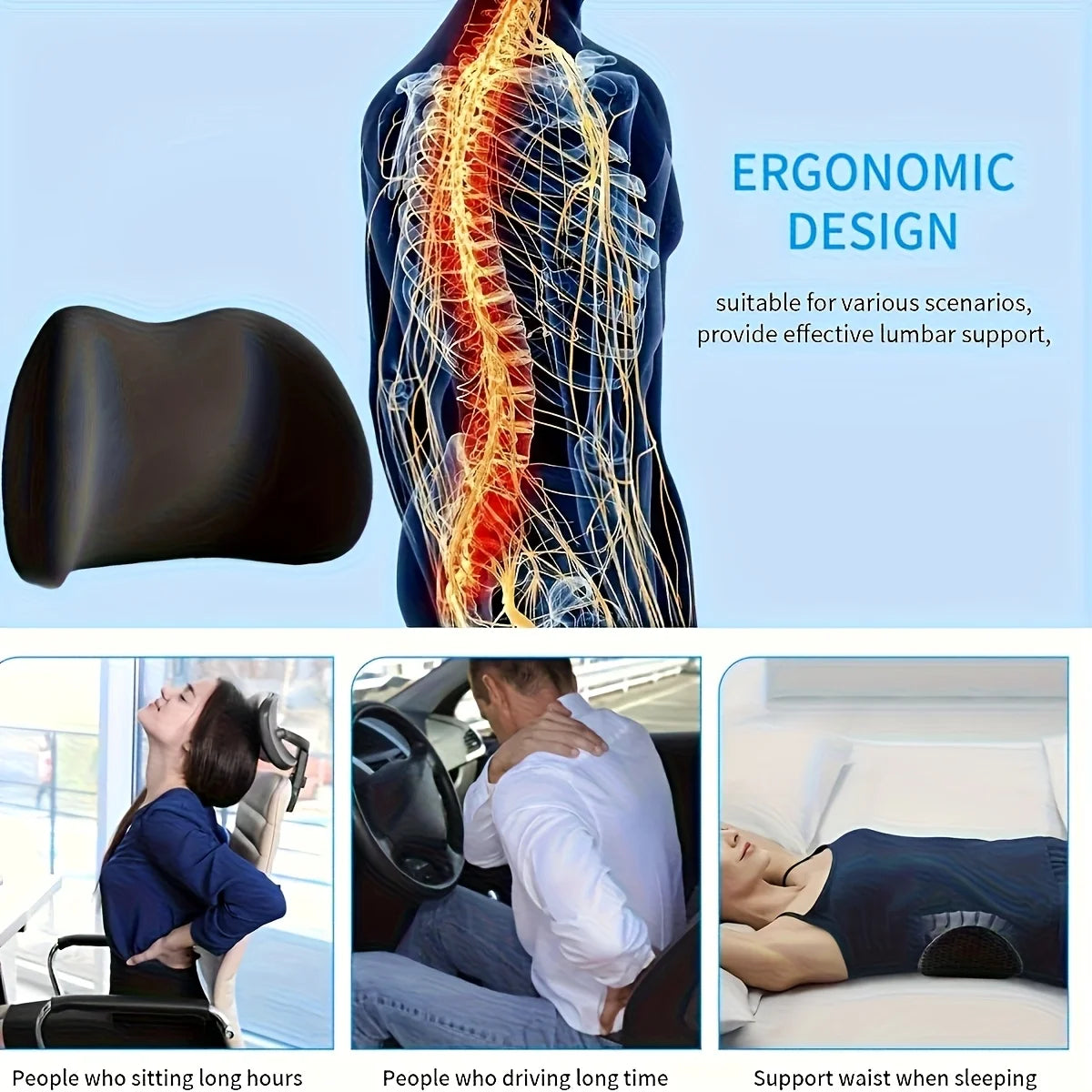 Ergonomic Office Furniture Cushion Bed Lumbar Support Pillow Sleeping