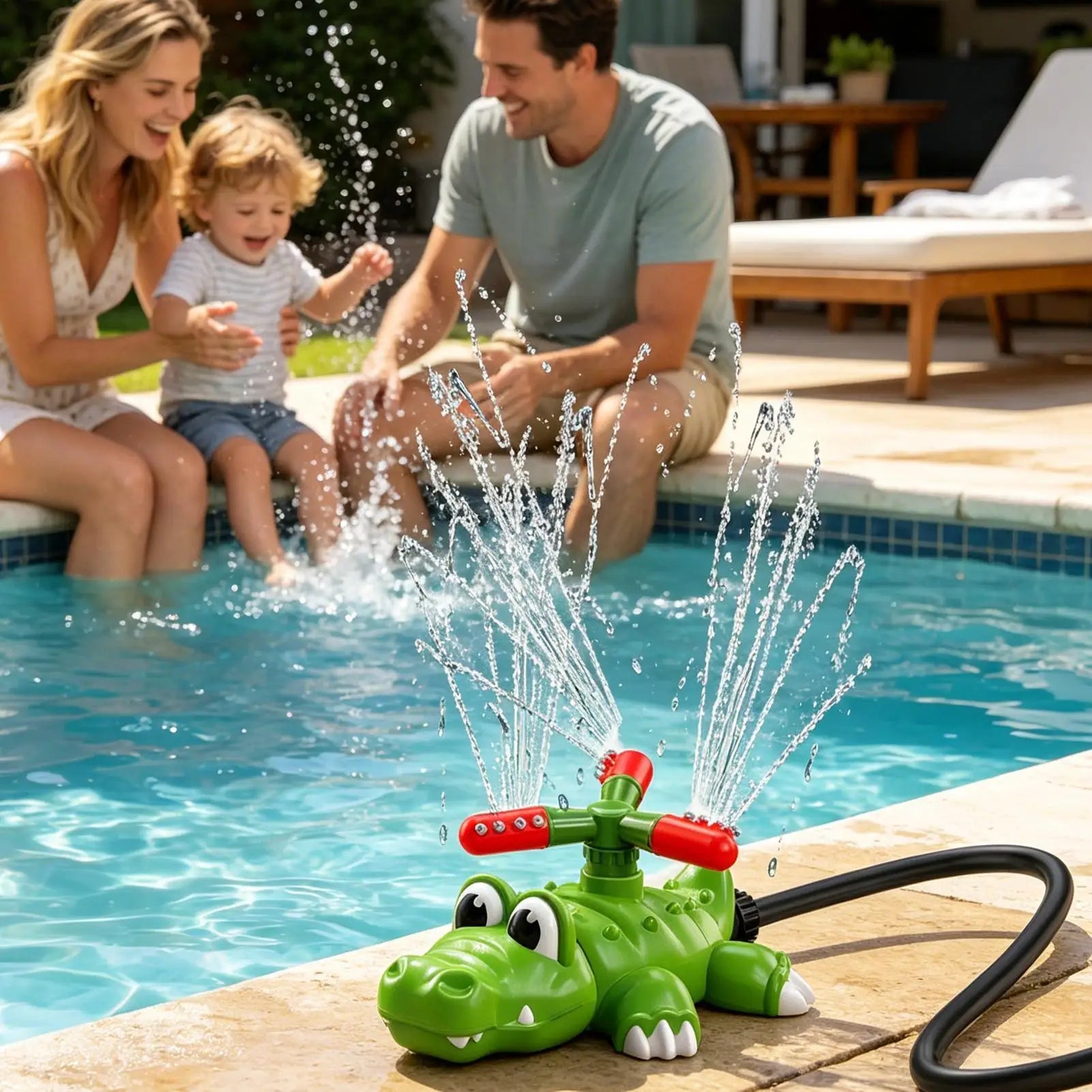 Kids Sprinklers Outside Cartoon Crocodile Rocket Launch Game Outdoor Zpaxo