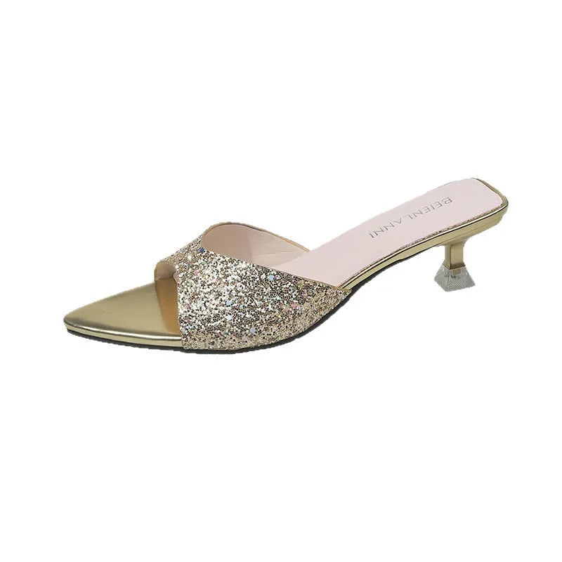 Sandals Women's Summer Outfit 2025 Stiletto Heel Pointed Heels Open
