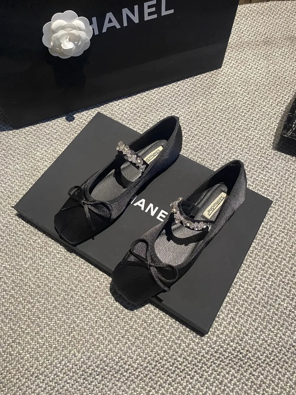 Square Toe Flat Shoes for Women Rhinestone Spring Autumn 2025 New Ballet Shoes Mary Jane Shoes for Women Big Size 42 43 44 Zpaxo Black 41