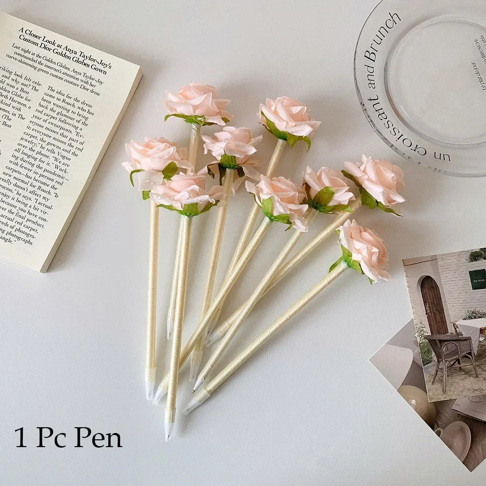 Artificial Rose Pen Stationery Ornament Creative Valentine's Day