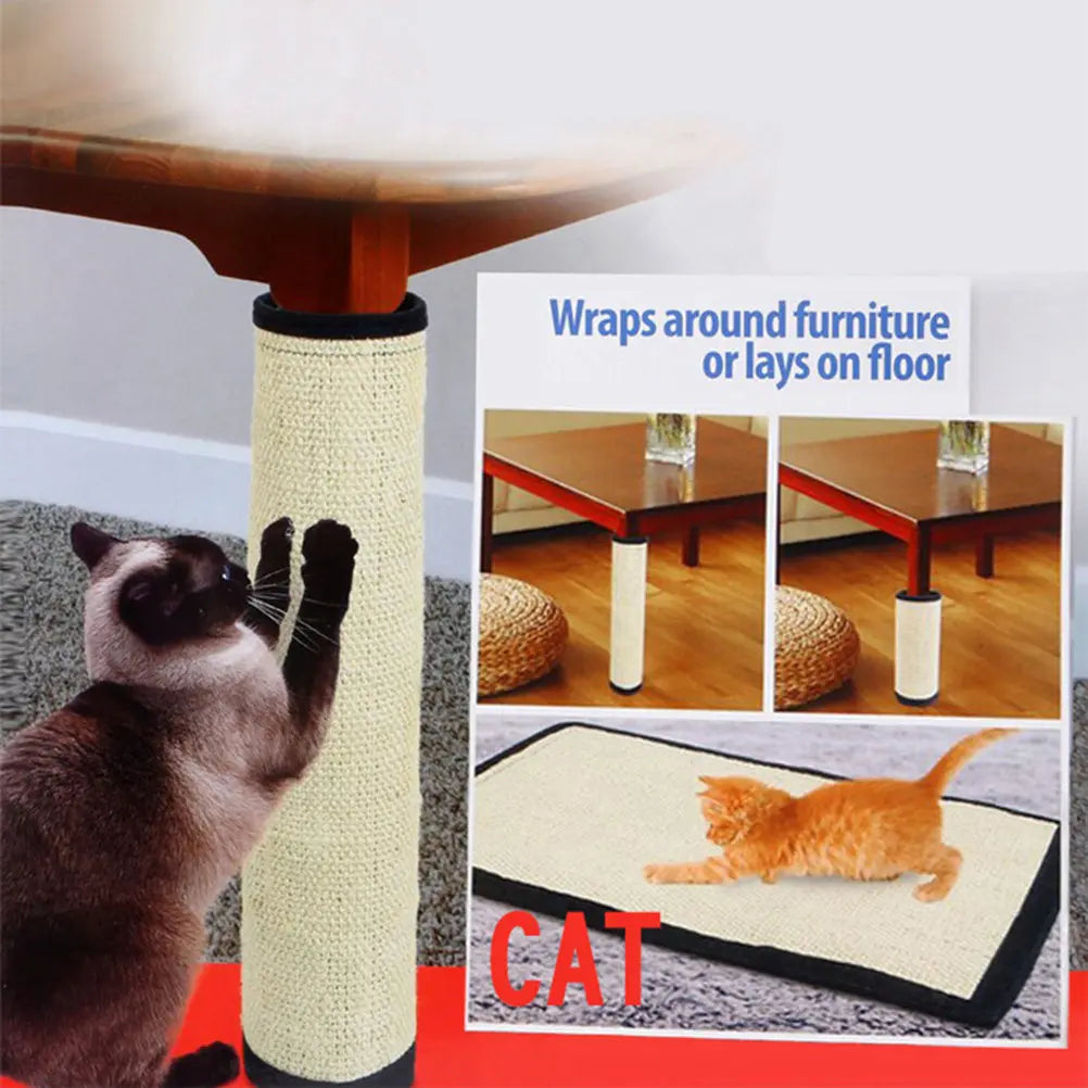 Natural Sisal Cat Scratch Mat Small Roll Up Portable Scratcher Pad