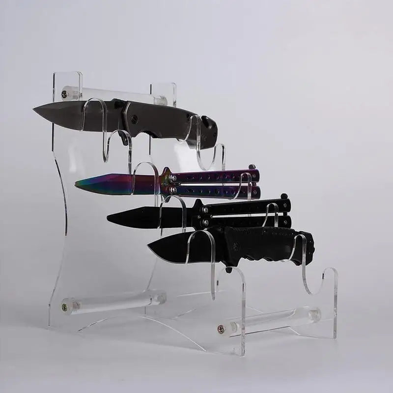 6-Slot Knives Display Stand Acrylic Knife Holder Shelf Folding Pocket