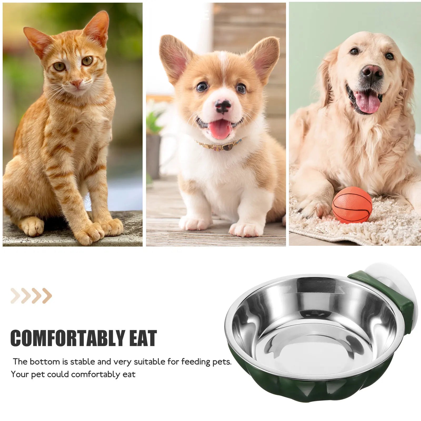 Hanging Pet Bowl Stainless Steel Attached Cage Feeding Stable