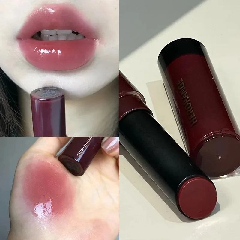 Glossy Mirror Lipstick Cherry Red Shade Moisturizing Waterproof Long