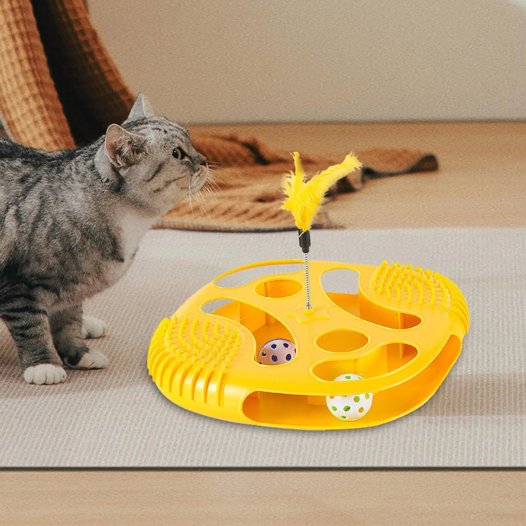 Cat Toy Ball Track Cat Track Ball Toy With Feathers Interactive Kitten Game For Home Boredom Relief Exercise Entertainment Zpaxo