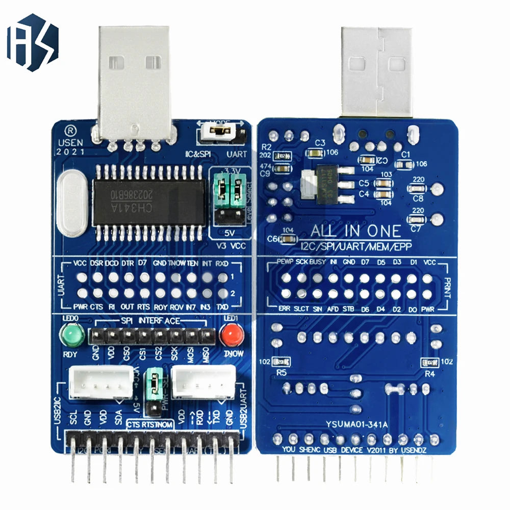 CH341A Multi-function Debug Module, All-in-One USB Converter Compatible with SPI I2C UART TTL ISP RS485 RS232 EPP MEM Zpaxo