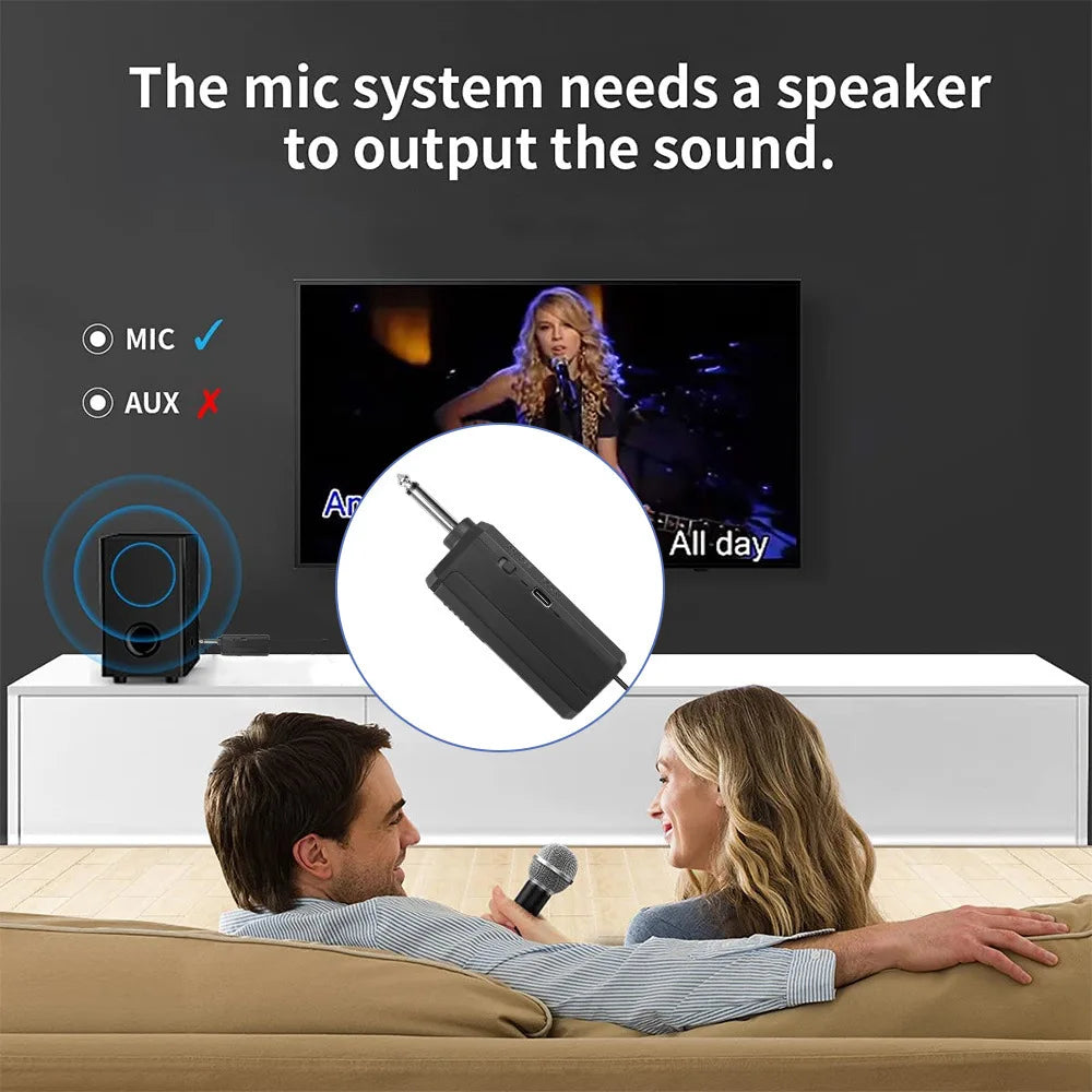 Wireless Microphone 2 Channel UHF Fixed Frequency Handheld Mic
