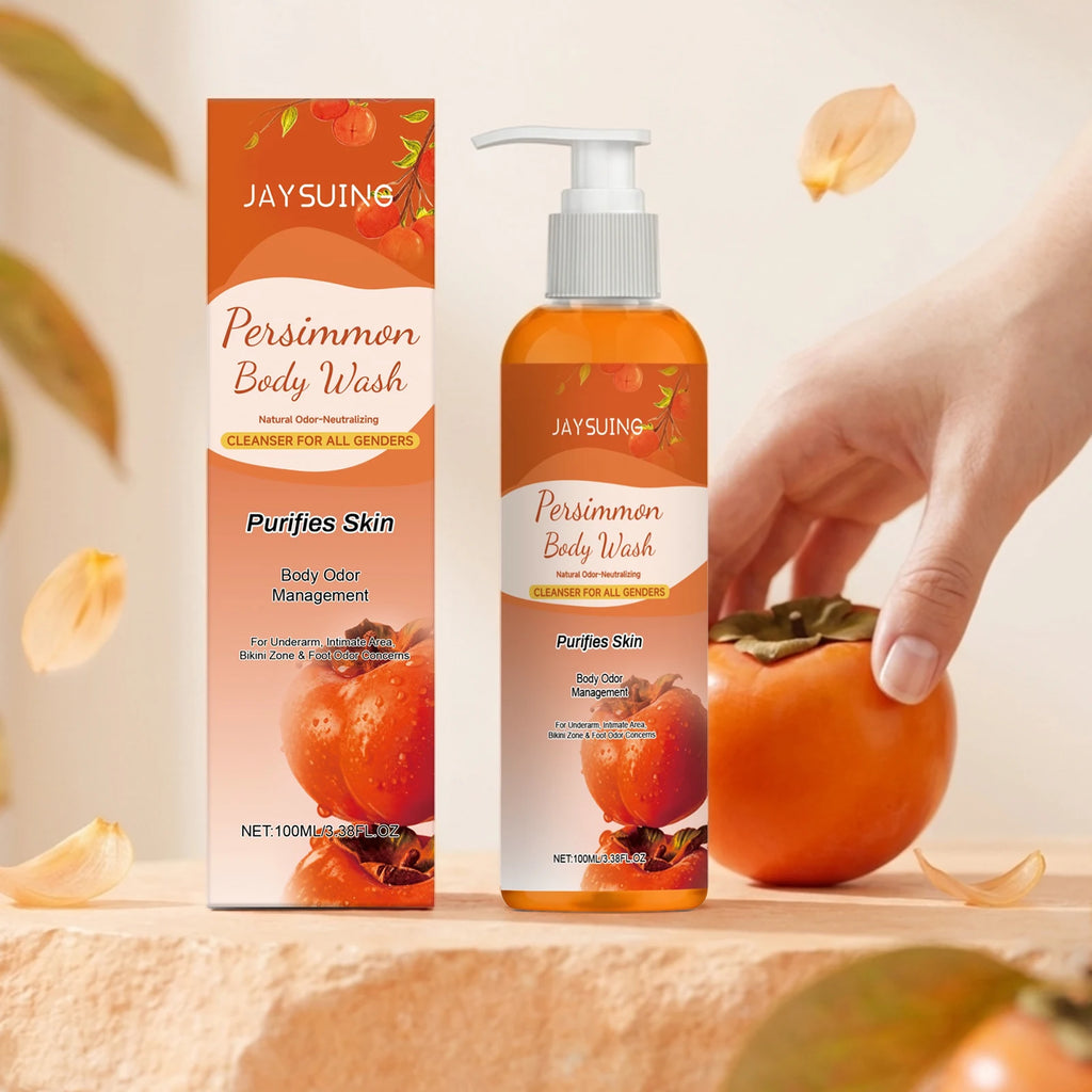 Persimmon Shower Gel – Cleansing, Deodorizing & Exfoliating Exfoliating Body Wash Zpaxo