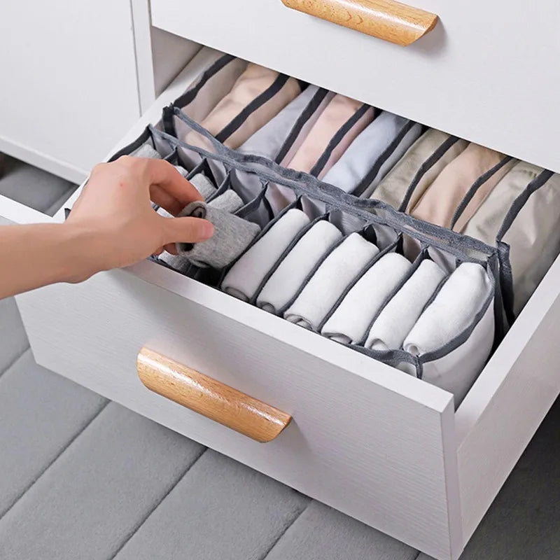 11 Compartment Underwear Organizer Home Collapsible Sock and Panty Storage Box Bra Organizing Breathable Mesh Drawer Organizer Zpaxo