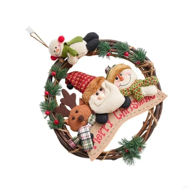 Christmas Santa Snowman Reindeer Flannel Wreath Festival Holiday