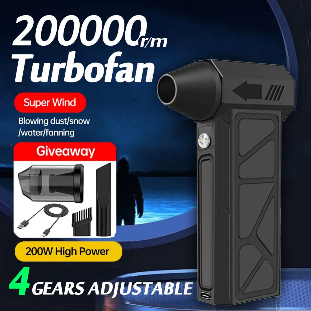 Violent Fan 200000RPM Powerful Air Blower Vacuum Dust Cleaner Type-C Charging Strong Winds 53m/s Brushless Turbo Jet Blower ﻿ Zpaxo Default Title