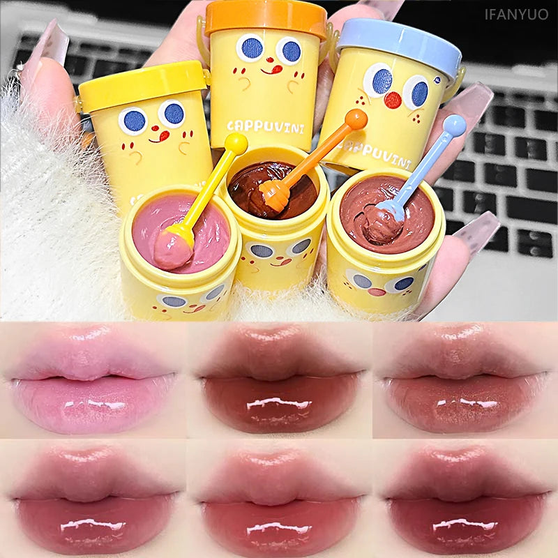 Cappuvini Glass Shine Jelly Lipgloss Hydrating Moisturizing Water Light Mirror Lipstick Non-Stick High Pigment Lip Beauty Makeup Zpaxo