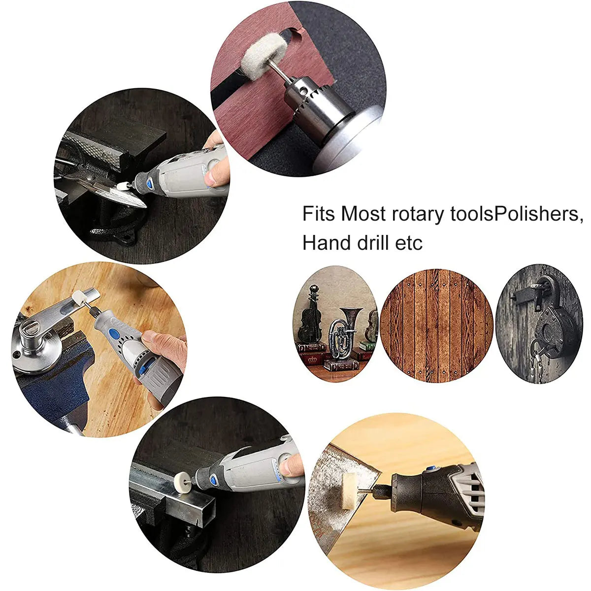 100/120/145PCS Wool Felt Grinding Sanding Head Polishing Wheel Tool Combination Set About 3mm Shank Dremel Dril for Jewelry/Gold Zpaxo