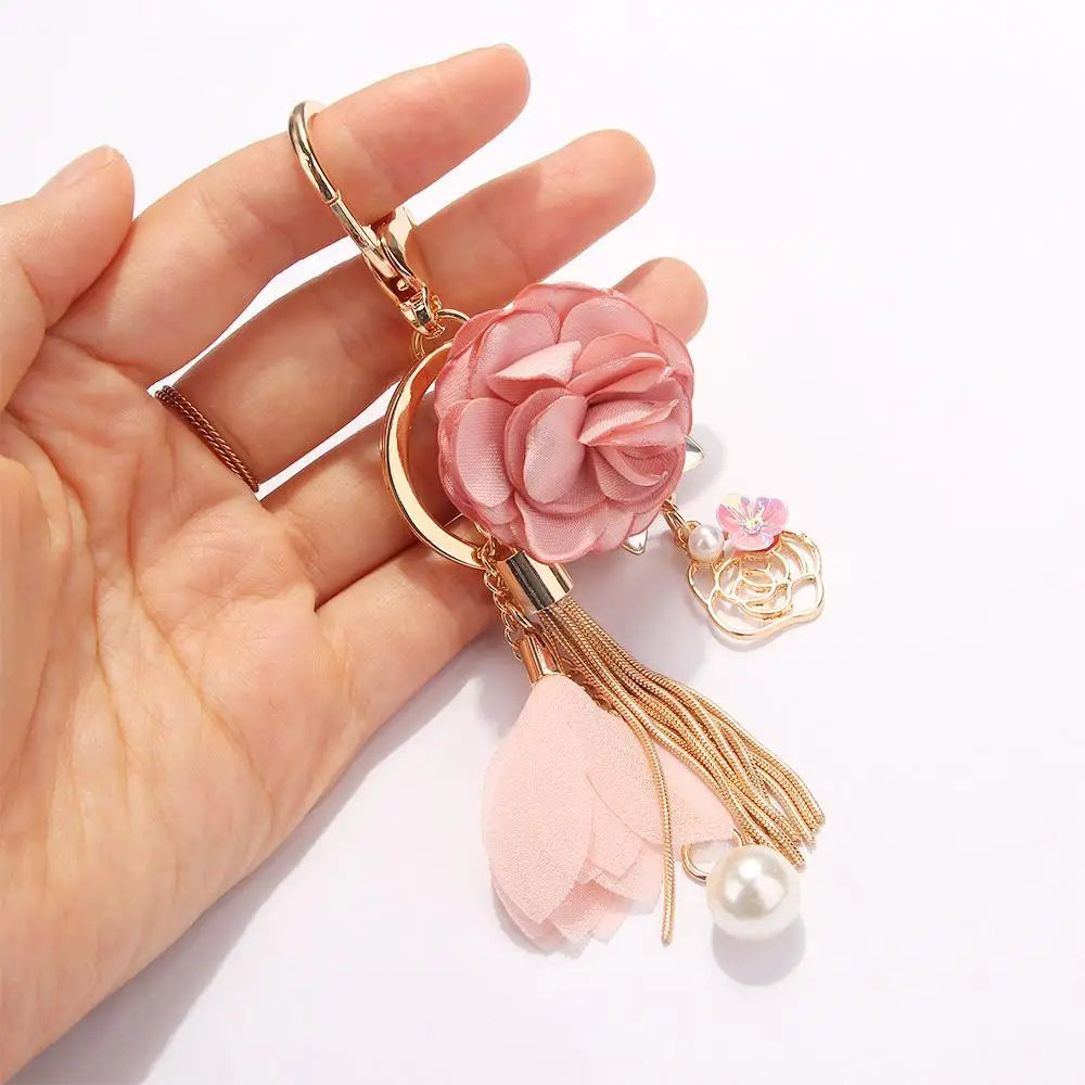 Gifts Charm Pendant Crystal Rose Flowers Jewelry Key Ring Keychain Zpaxo