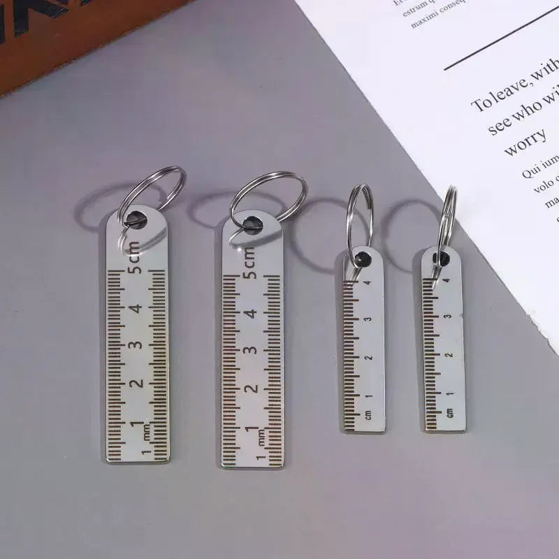 Stainless Steel Mini Ruler With Keychain - Measuring Tool For Office And School Supplies (Anti-loss Measuring Ruler) Zpaxo
