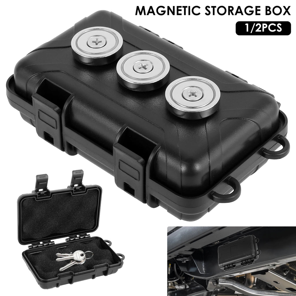1-2Pcs Upgraded New Magnetic Key Holder Waterproof Under Car Hide Key Box Rustproof Key Hider Multifunctional Box for Spare Box Zpaxo