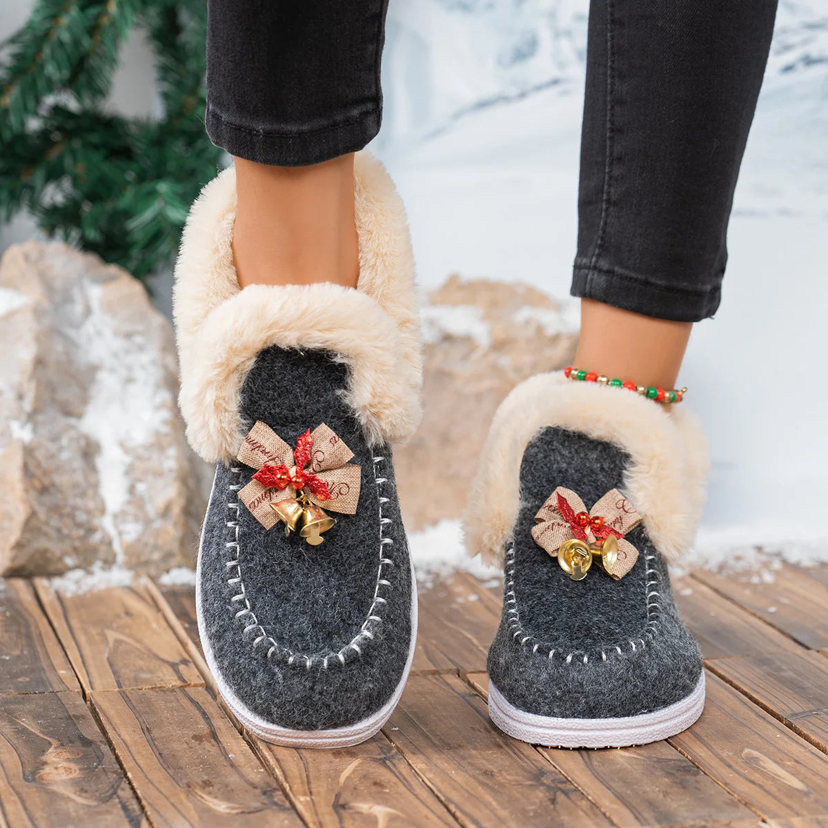 Women Ankle Boots 2025 New Thickened Fluff Lined Snow Boots Easy To Wear Short Fashionable Shoes Warm Cotton Flats Shoes Women Zpaxo