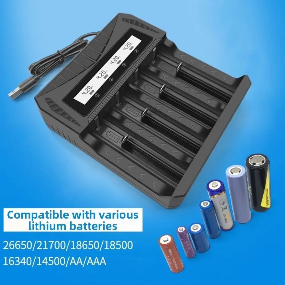 4 Slots Lithium Battery Charger 1 2V-1 5V Ni-MH 3 7V-4 2V Li-ion LCD Zpaxo
