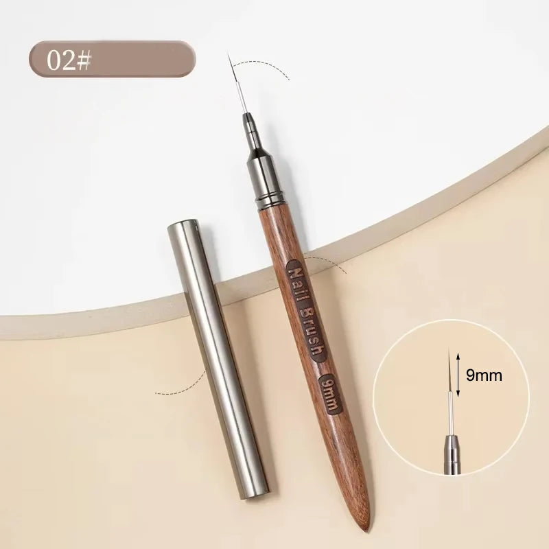 Nail Brush Wood Handle Gel Nail Art Liner DIY Painting Brush Drawing Lines Stripe Flower Painting Pen UV Gel Manicure Salon Tool Zpaxo Brown-9mm