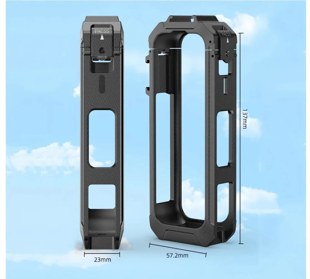 PC Cage Frame for Insta360 X5 – Cold Shoe & Quick Release Camera Cage Frame Zpaxo