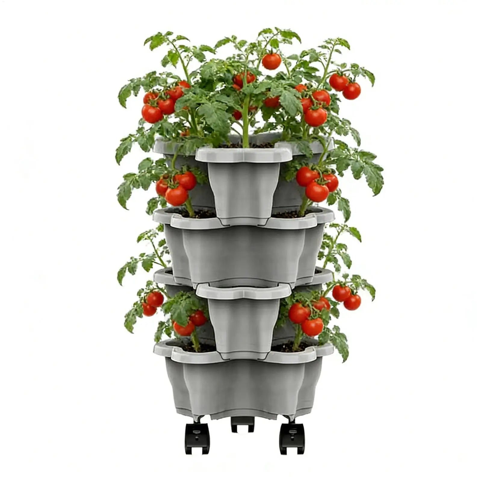 Stackable Vertical Garden Planter Tower – 4/5 Tier with Casters Vertical Garden Planter Zpaxo